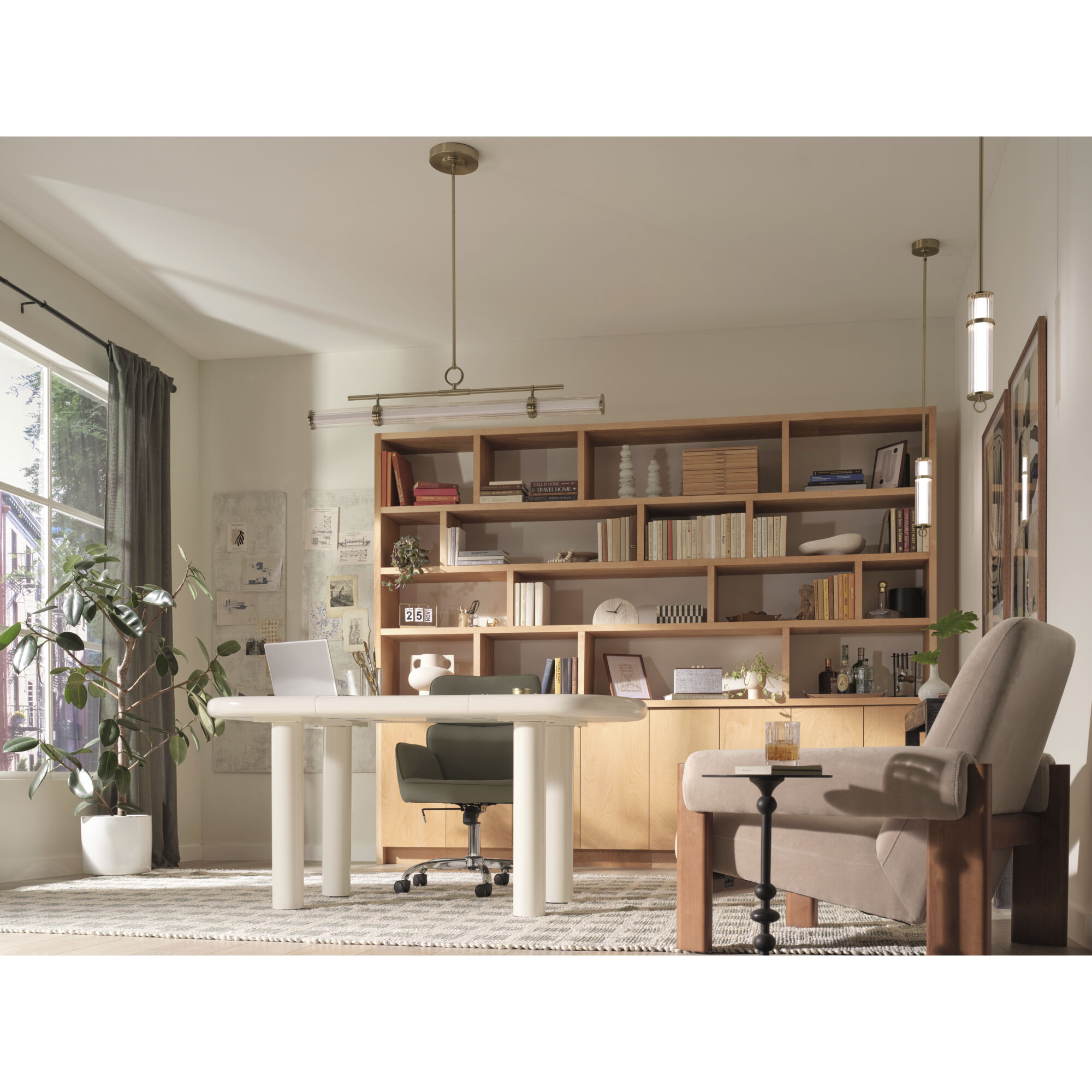 Riven LED 8 inch Champagne Bronze Chandelier Linear Ceiling Light