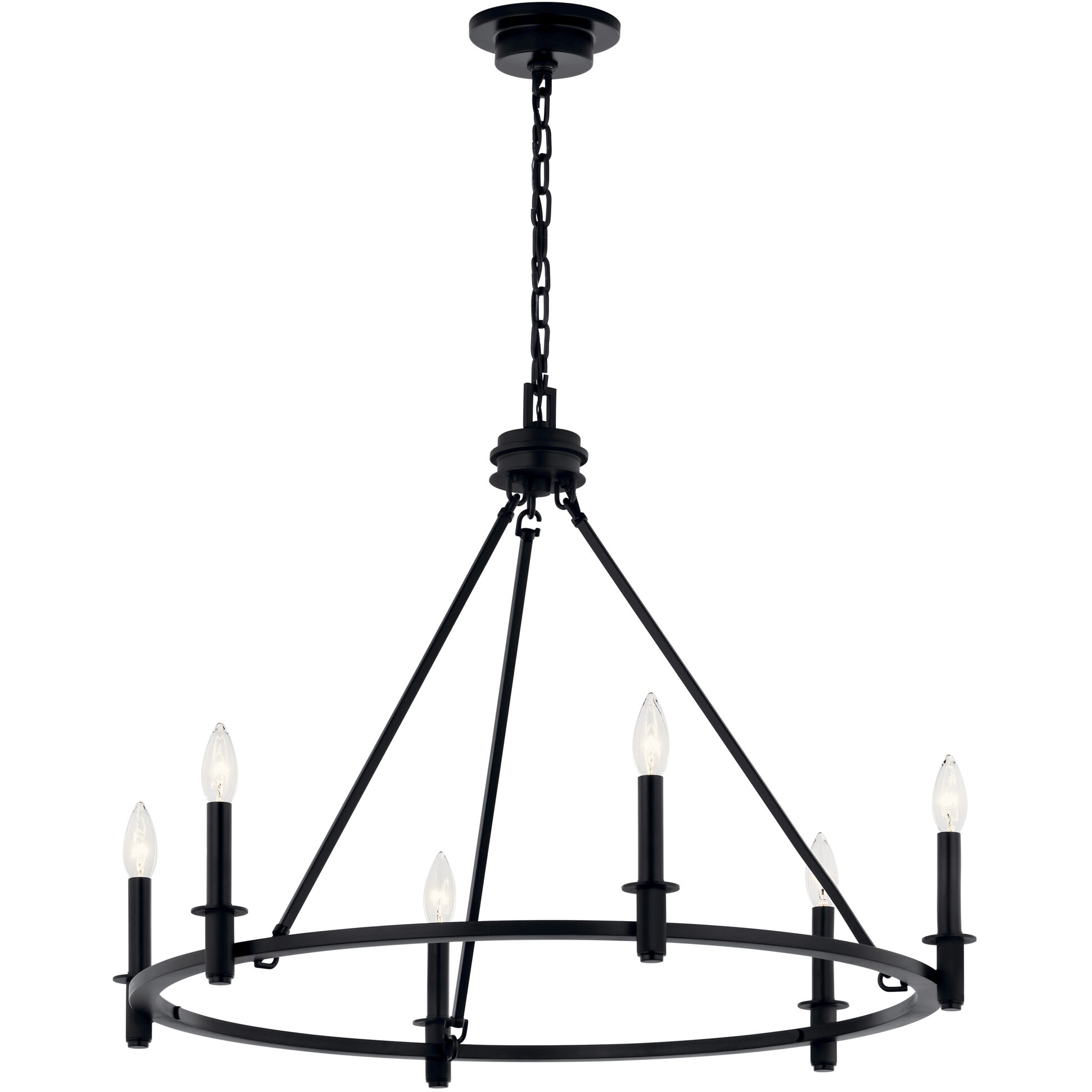 Carrick 6 Light Black Chandelier Ceiling Light, 1 Tier Small