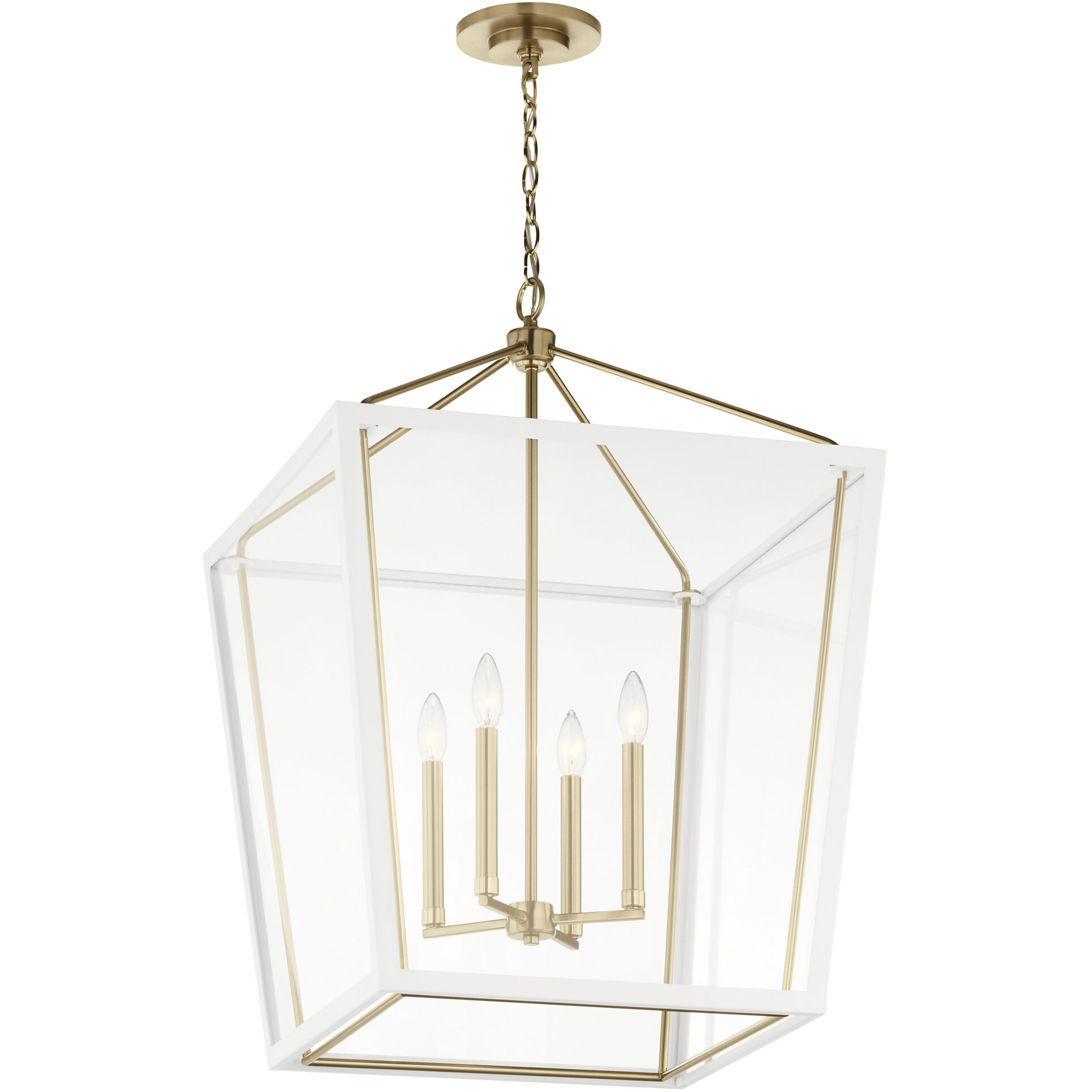 Delvin 4 Light 22.25 inch Champagne Bronze and White Foyer Pendant Ceiling Light in Champagne Bronze with White