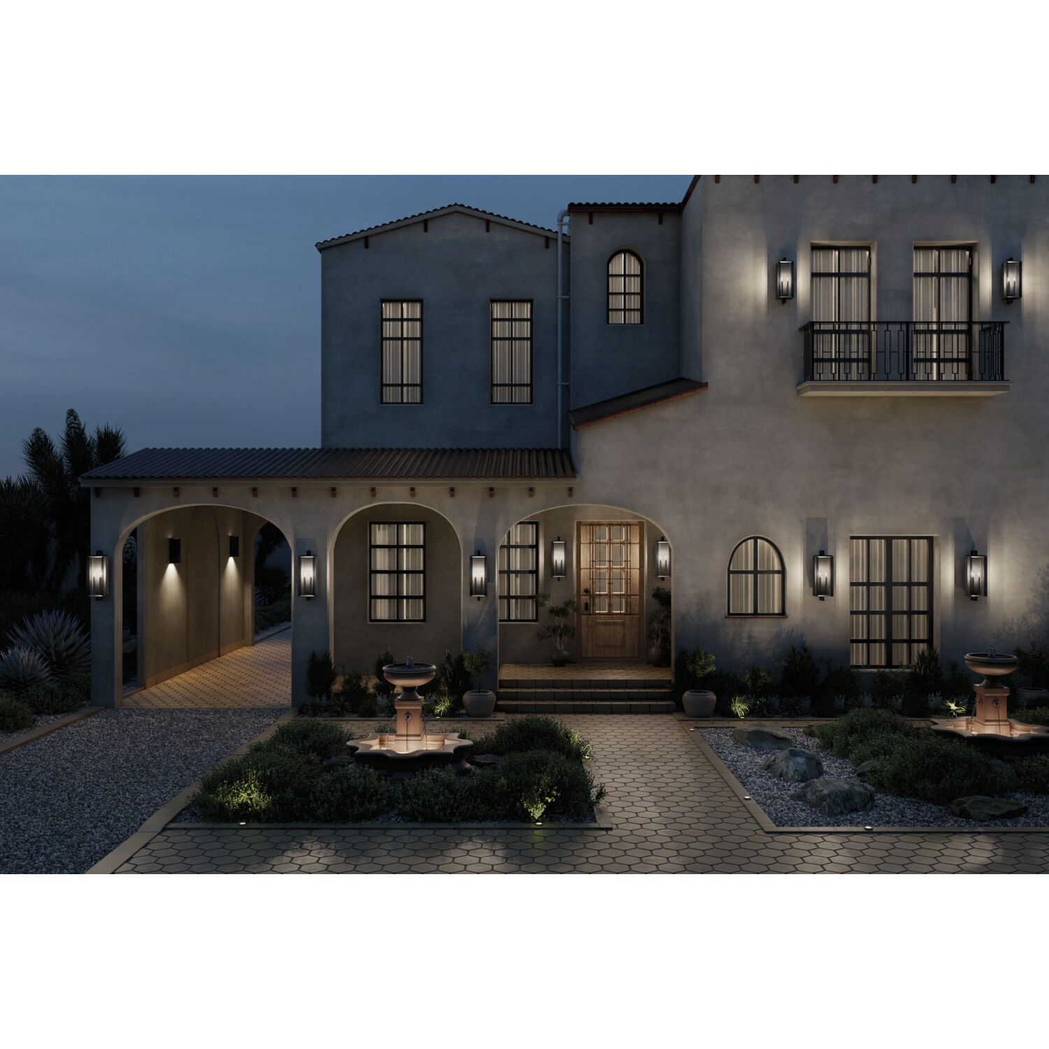 Kroft 2 Light 28 inch Black Textured Outdoor Wall, X-Large