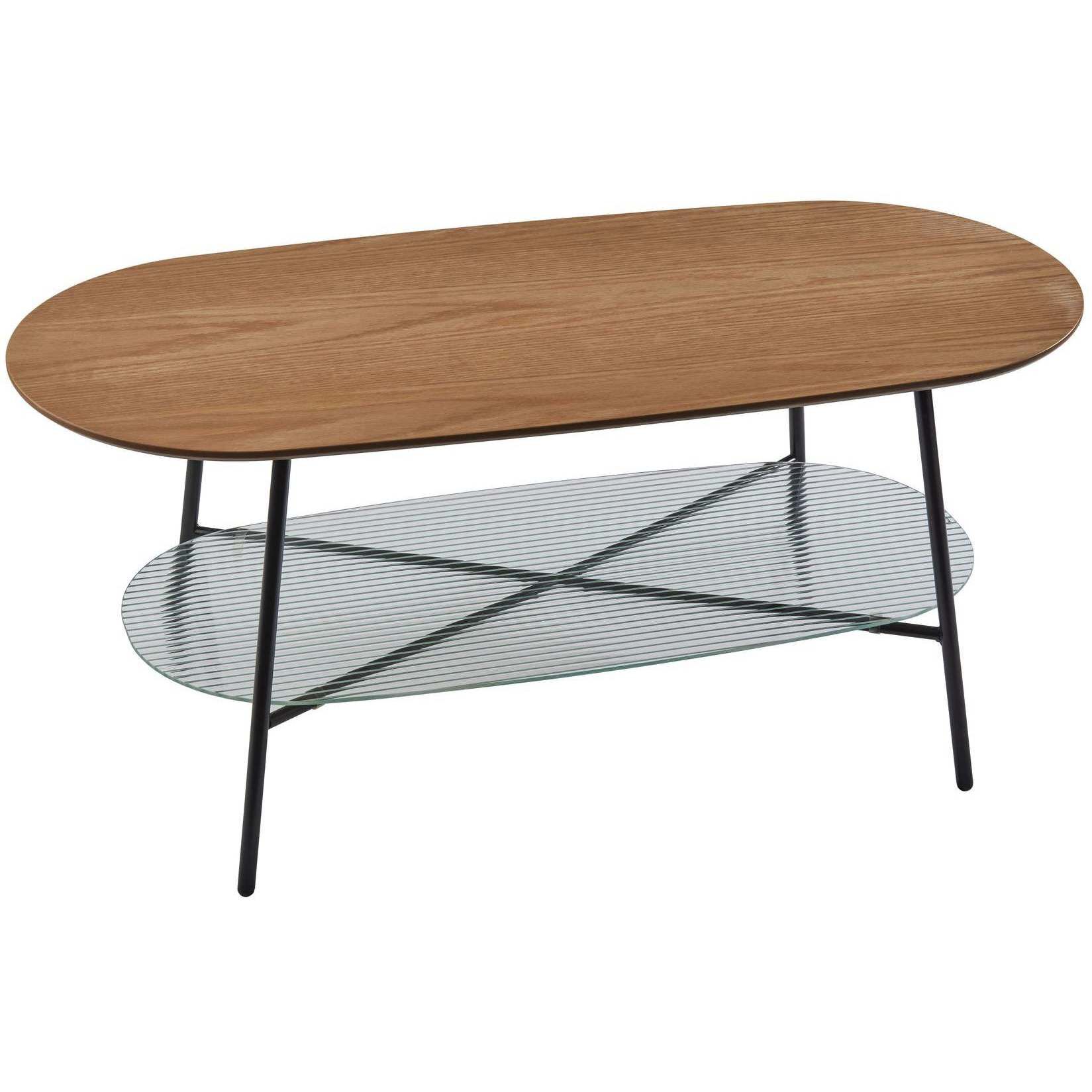 Diane 39.25 X 17.5 inch Natural Wood and Black Coffee Table