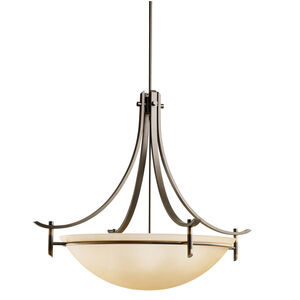 Olympia 5 Light 36 inch Olde Bronze Inverted Pendant Large Ceiling Light in Sunset Marble Glass, Large