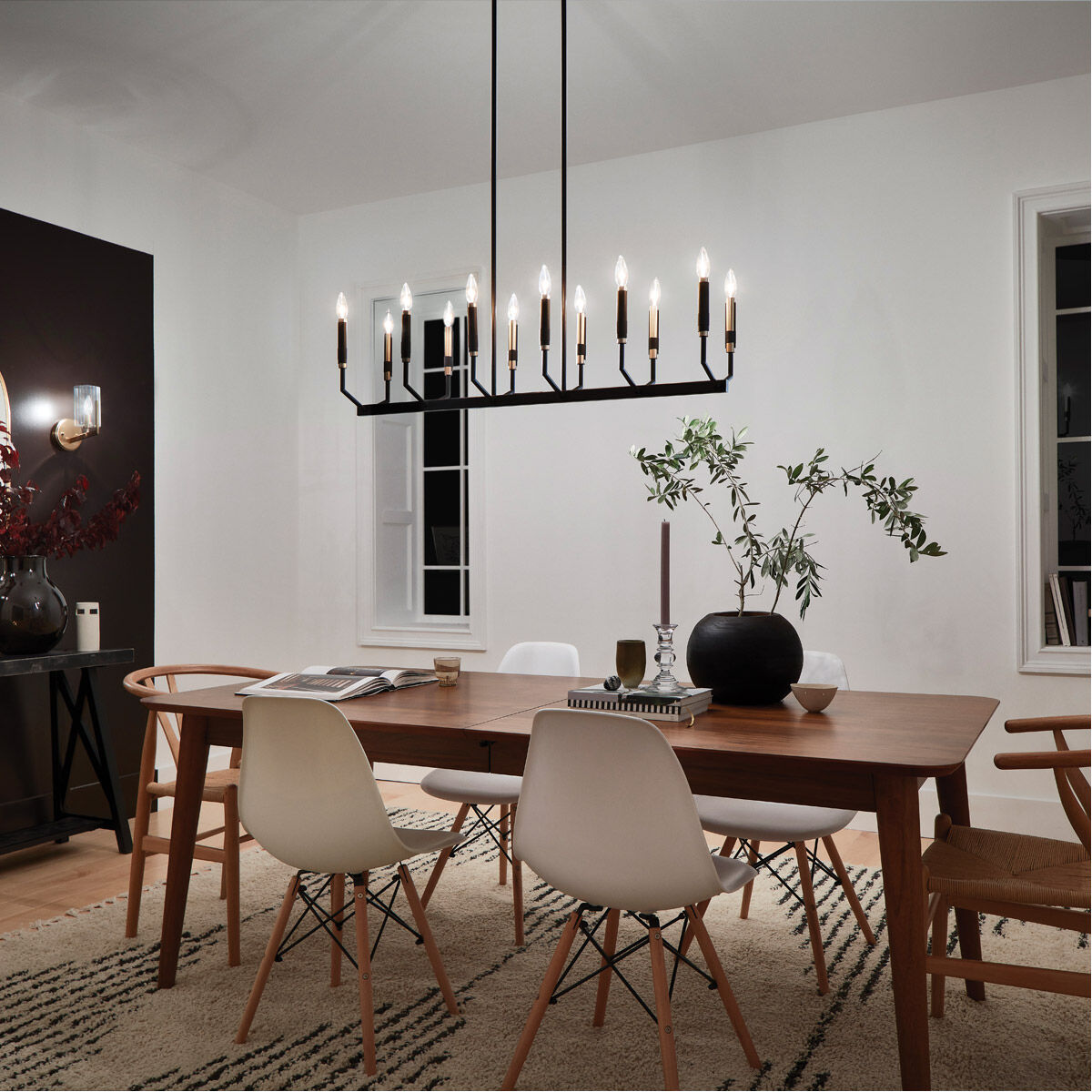 Armand 12 Light 9.5 inch Black Chandelier Linear Ceiling Light