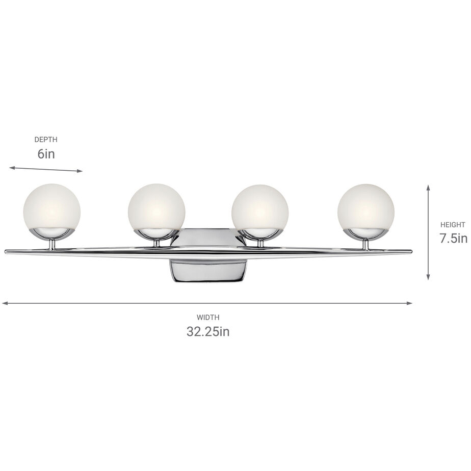 Jasper 4 Light 32 inch Chrome Wall Mt Bath 4 Arm Wall Light