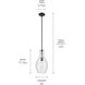 Everly 1 Light Black Pendant Ceiling Light in Clear Seeded