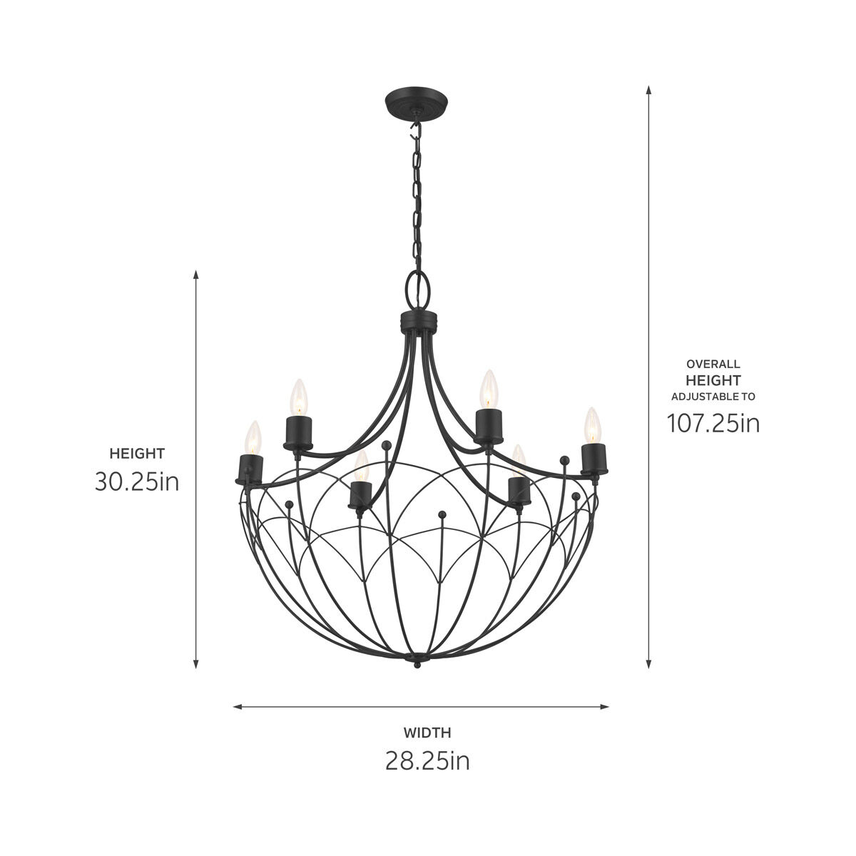 Homestead Topiary 6 Light 28.25 inch Textured Black Chandelier Ceiling Light