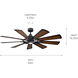 Gentry 65 inch Distressed Black with Walnut Blades Ceiling Fan in Walnut/Walnut Shadowed