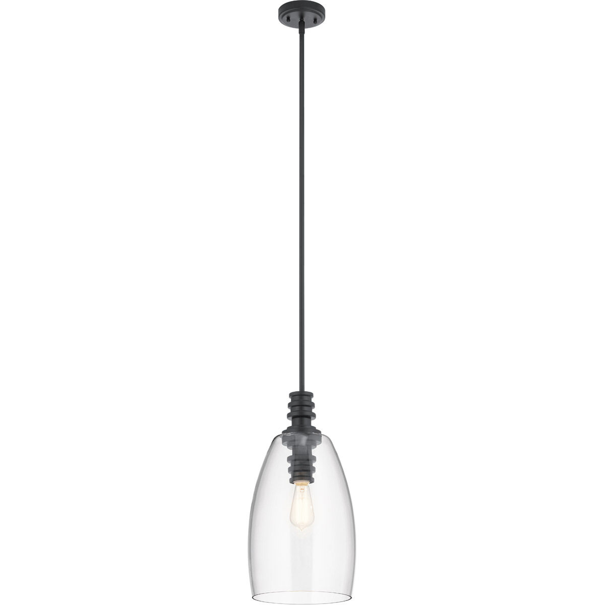 Lakum 1 Light 10 inch Black Pendant Ceiling Light in Clear