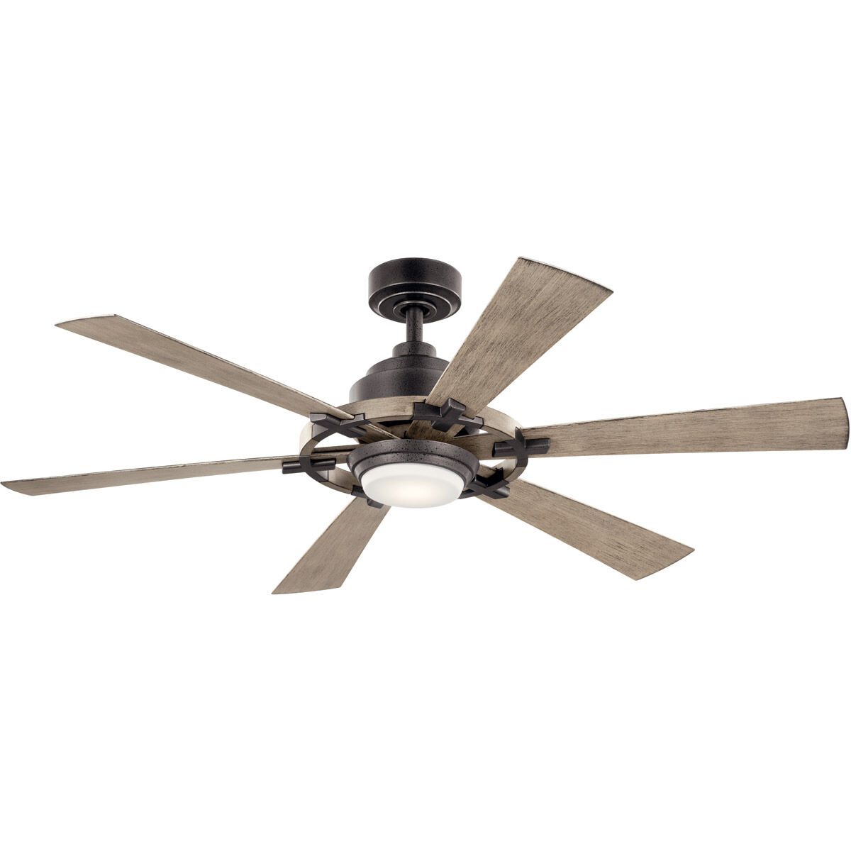 Gentry Lite 52 inch Anvil Iron with Dist Antiq Gray Blades Ceiling Fan in Distressed Antique Gray/Walnut