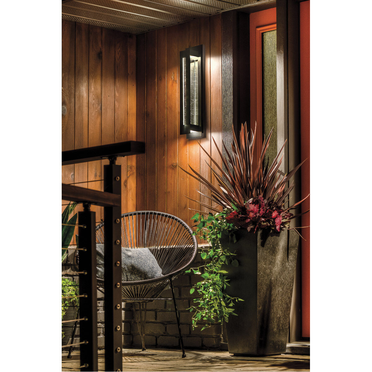 River Path LED 23 inch Textured Black Outdoor Wall, Large