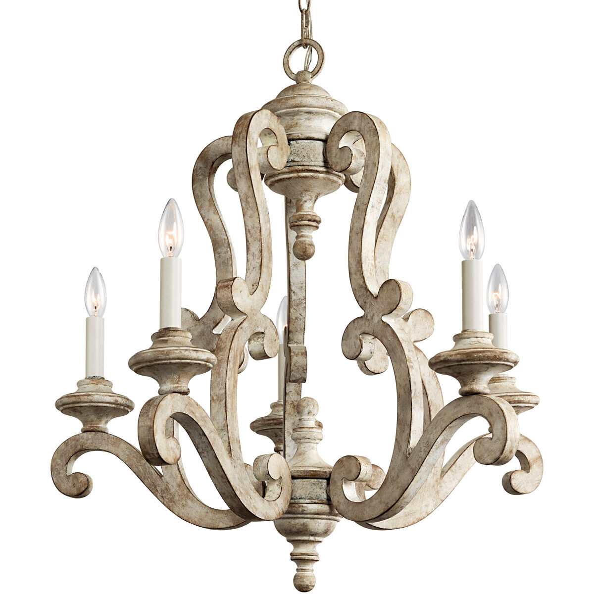Hayman Bay 5 Light 28 inch Distressed Antique White Chandelier 1 Tier Medium Ceiling Light, 1 Tier Medium