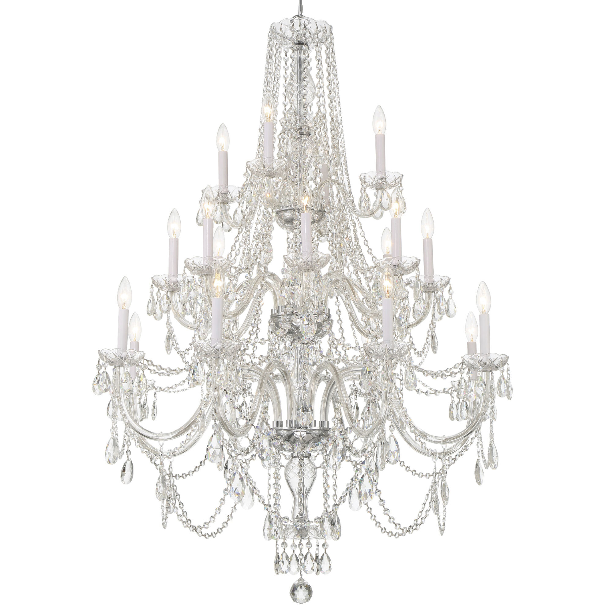 Traditional Crystal 20 Light 38 inch Polished Chrome Chandelier Ceiling Light