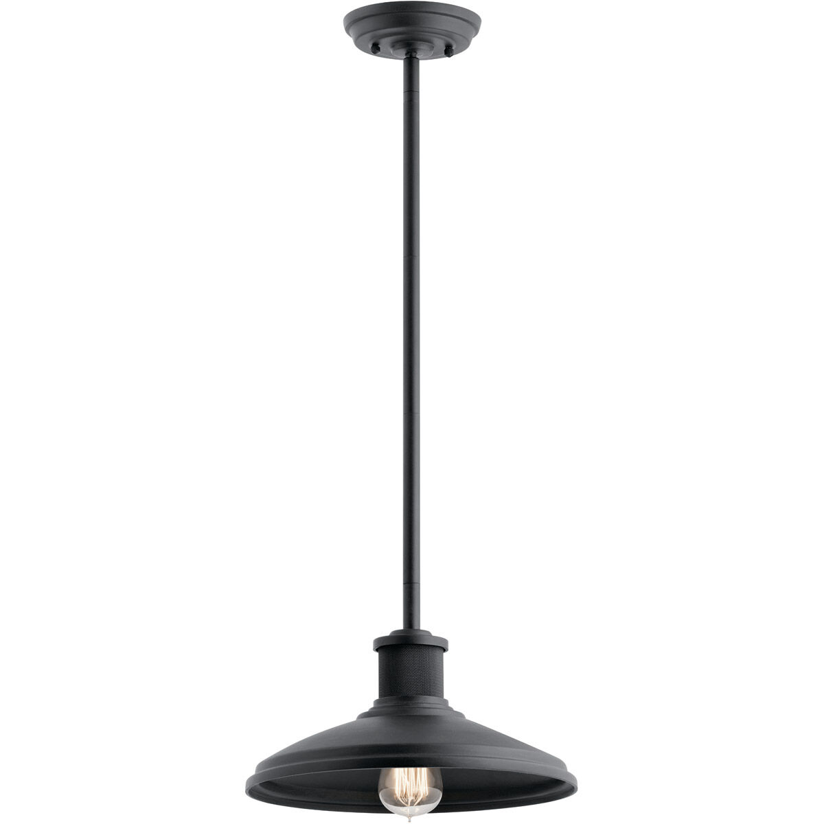 Allenbury 1 Light 12 inch Textured Black Pendant/Semi Flush Ceiling Light