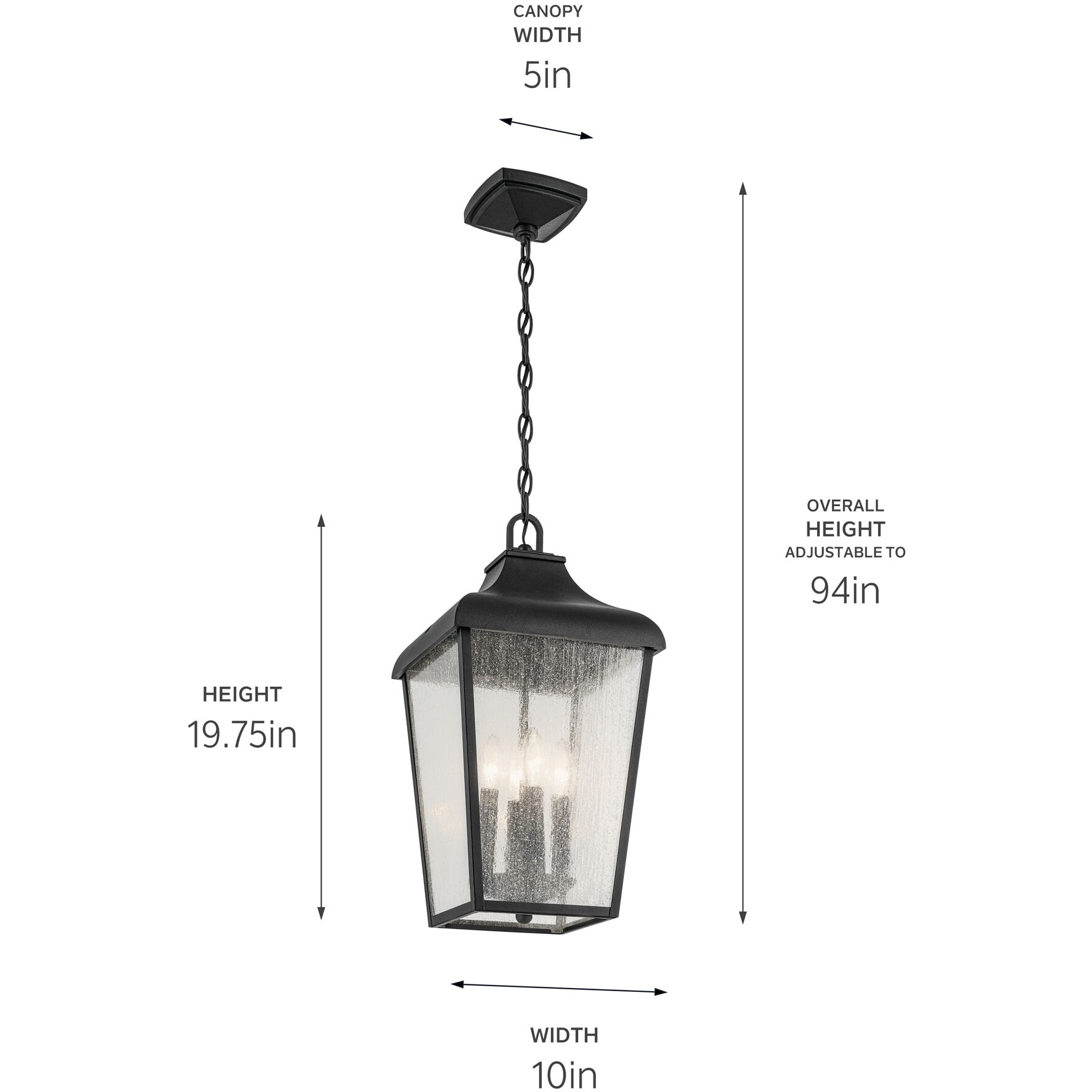 Forestdale 4 Light 10 inch Textured Black Outdoor Hanging Pendant