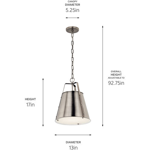 Etcher 1 Light Classic Pewter Pendant Ceiling Light