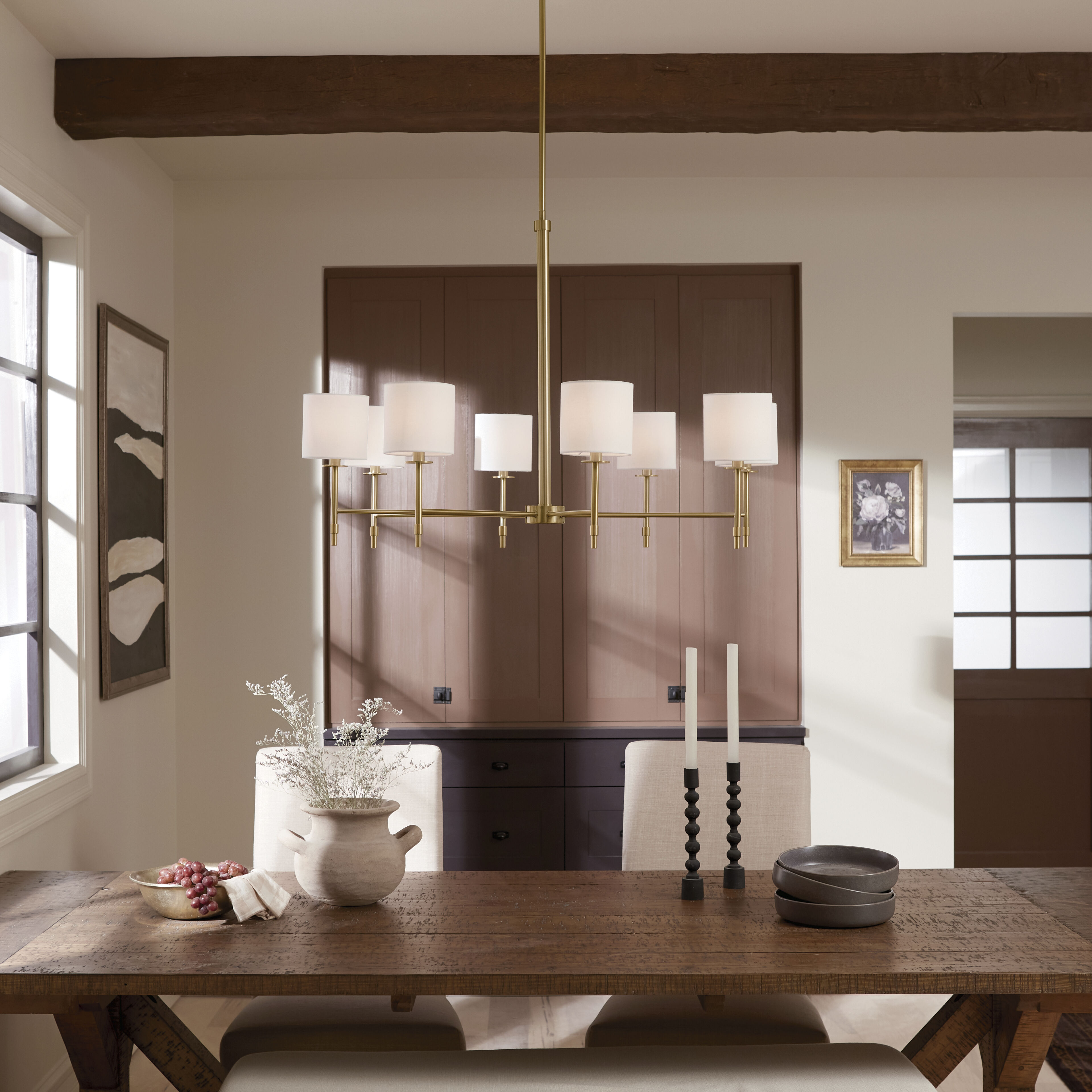 Ali 8 Light 38.75 inch Brushed Natural Brass Chandelier Ceiling Light