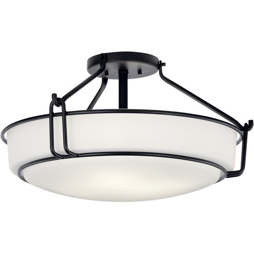 Alkire 4 Light 22 inch Black Semi Flush Mount Ceiling Light 