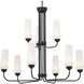 Truby 9 Light 34 inch Black Chandelier Ceiling Light, Large