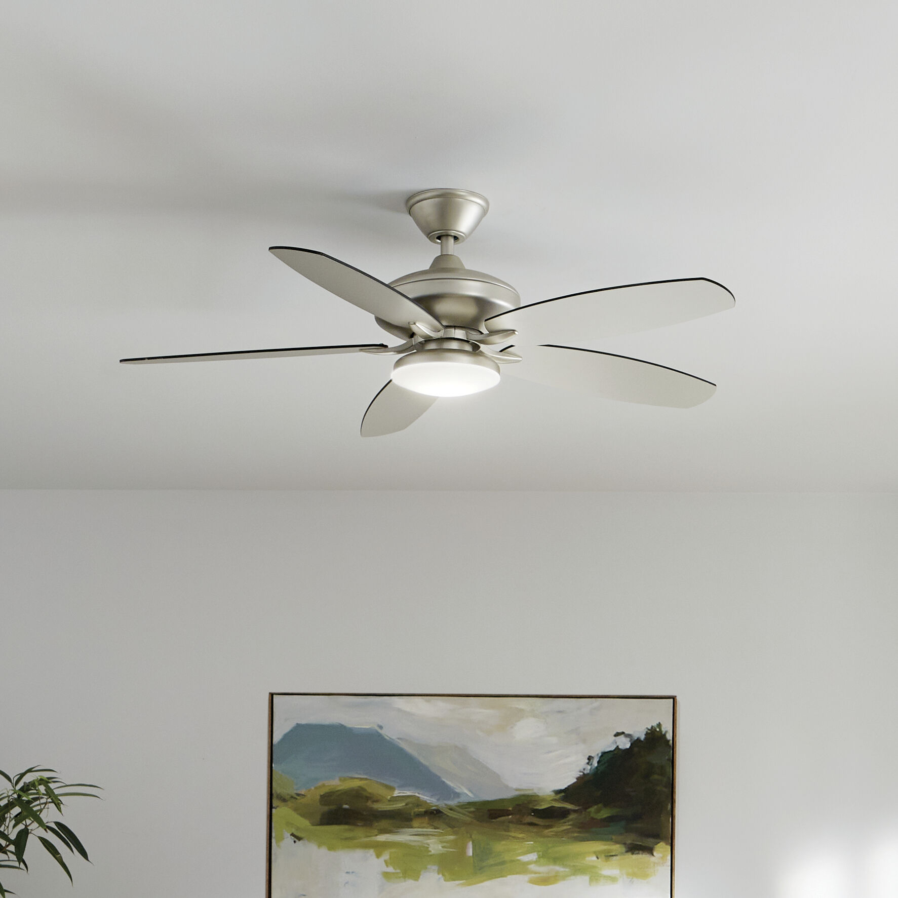 Renew Designer 52 inch Painted Brushed Nickel with Silver Blades Ceiling Fan