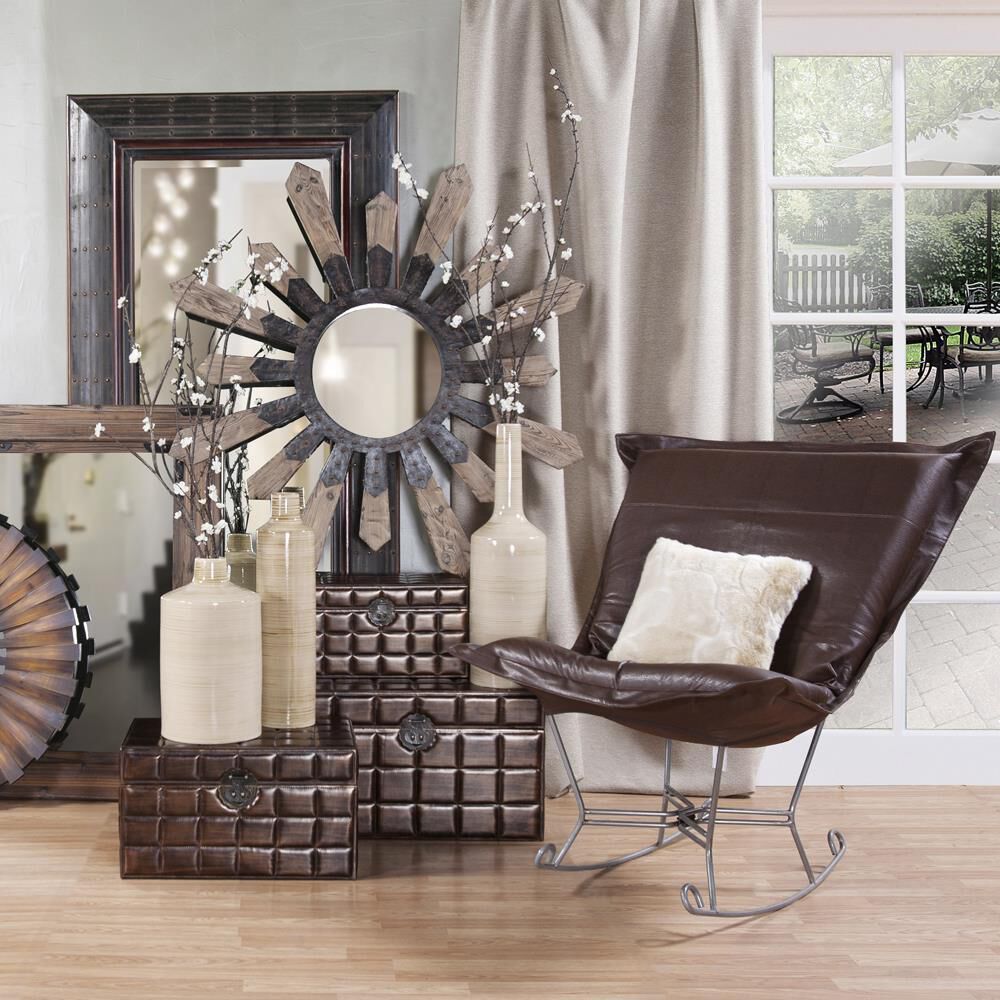 Puff Titanium Frame with Avanti Pecan Scroll Rocker with Cover