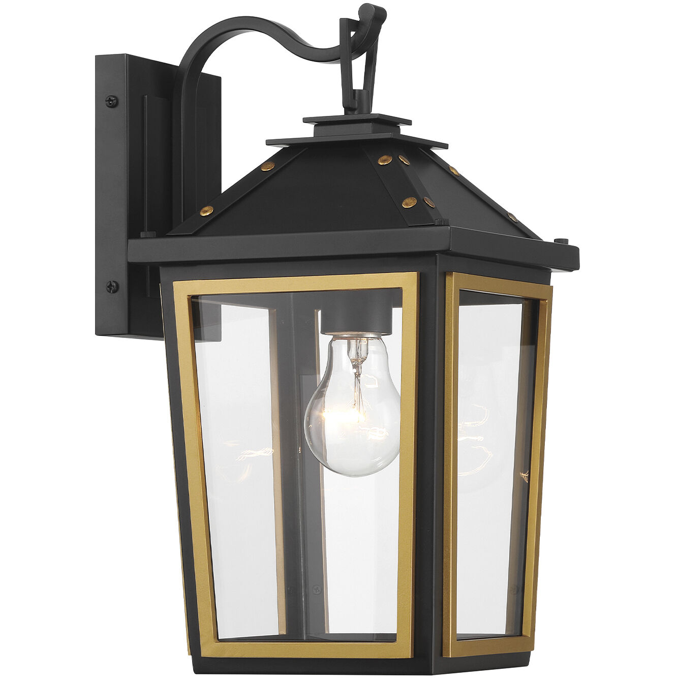 Hawkins 1 Light 14 inch Matte Black and Textured Gold Outdoor Sconce