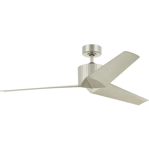 Almere 56 inch Brushed Nickel with Weathered White Walnut Blades Ceiling Fan