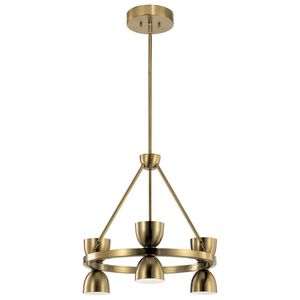 Baland LED 22 inch Brushed Natural Brass Chandelier Ceiling Light, 1 Tier Small
