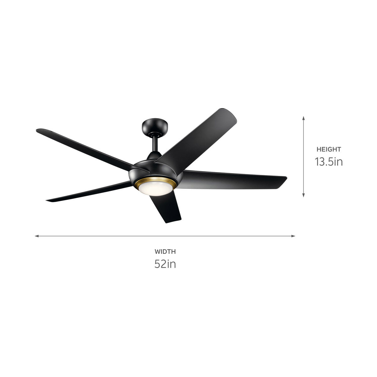 Kapono 52 inch Satin Black Ceiling Fan