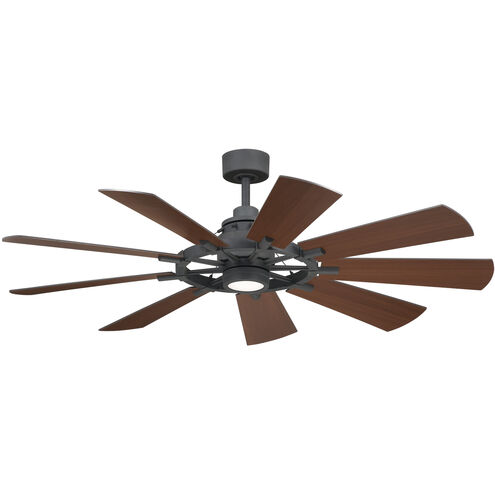 Gentry 60 inch Weathered Zinc with Distressed Antique Gray/Walnut Blades Ceiling Fan