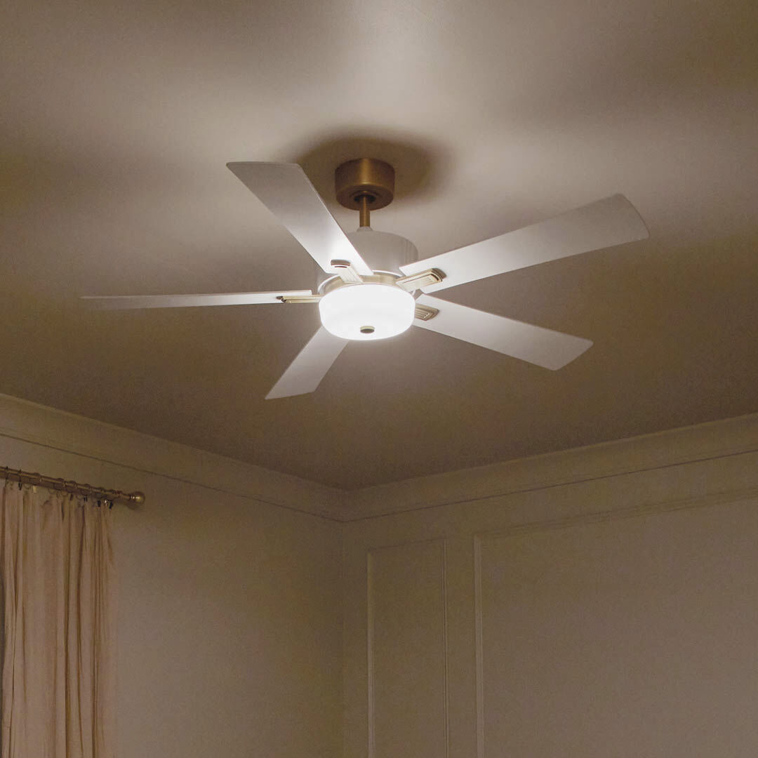 Icon 56 inch Brushed Natural Brass with White Blades Ceiling Fan