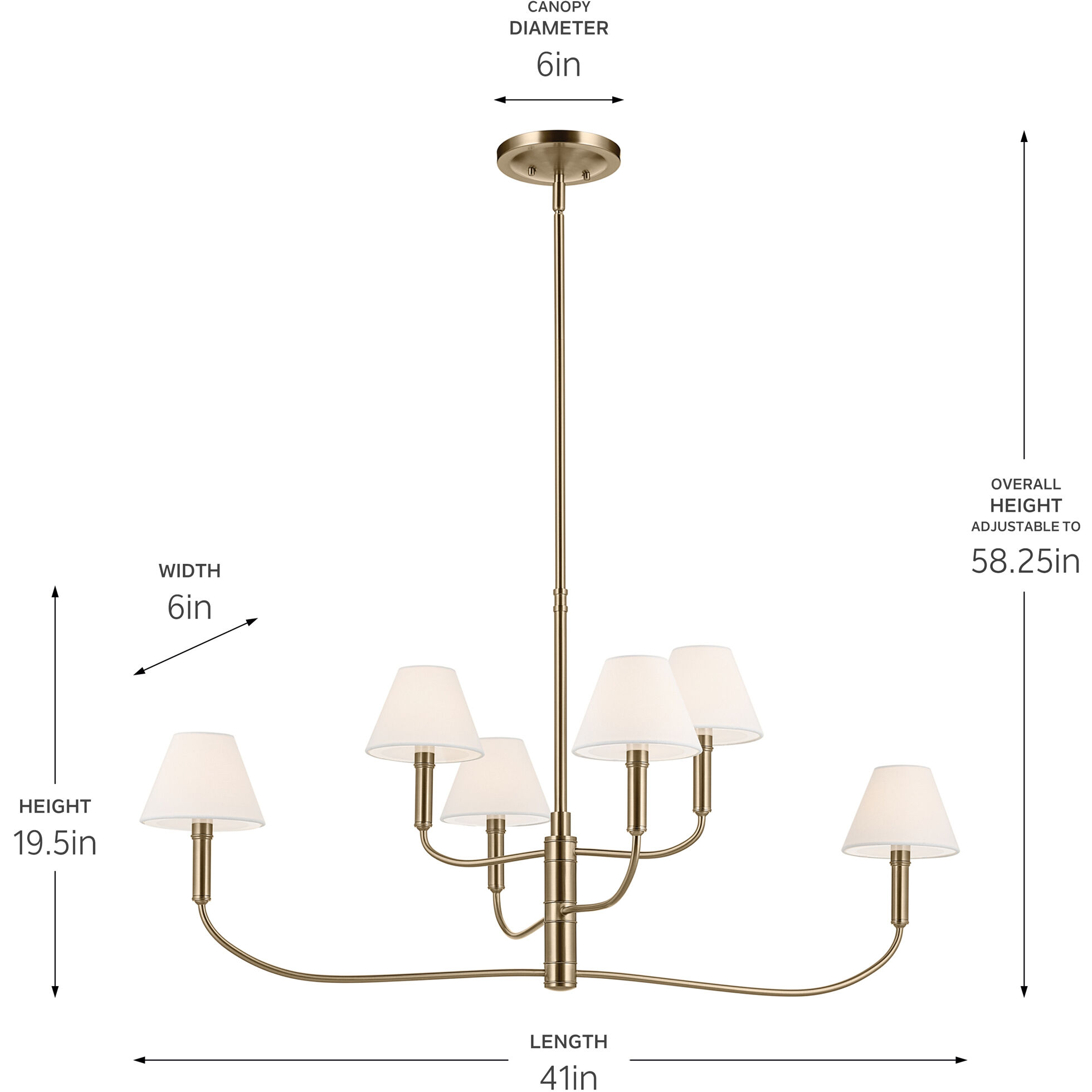 Eadie 6 Light 6 inch Champagne Bronze Chandelier Ceiling Light