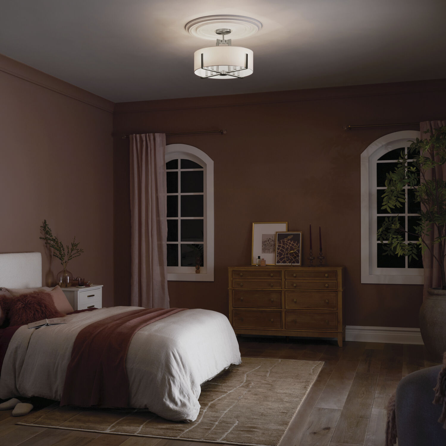 Malen LED 20 inch Classic Pewter Semi Flush Mount Ceiling Light