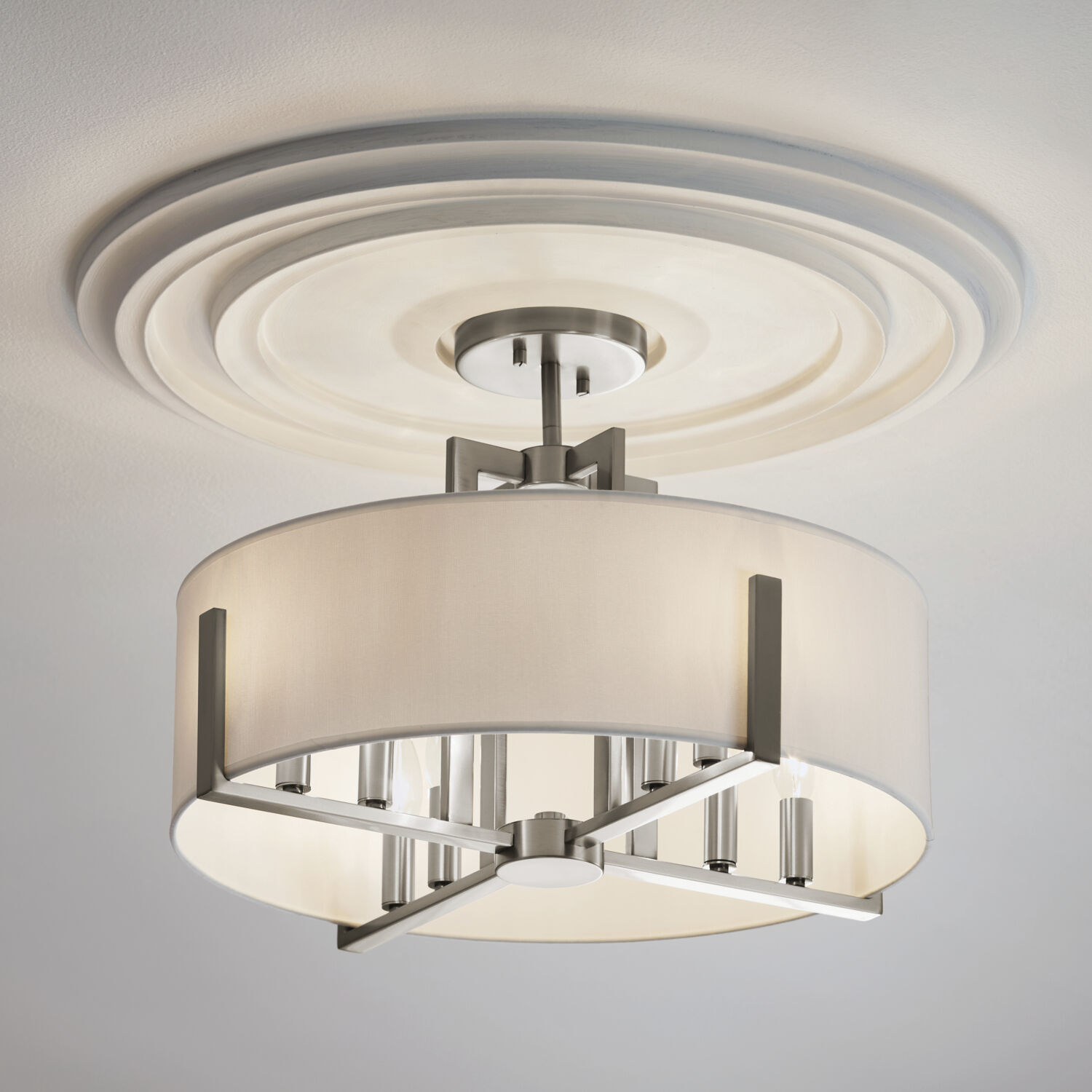 Malen LED 20 inch Classic Pewter Semi Flush Mount Ceiling Light