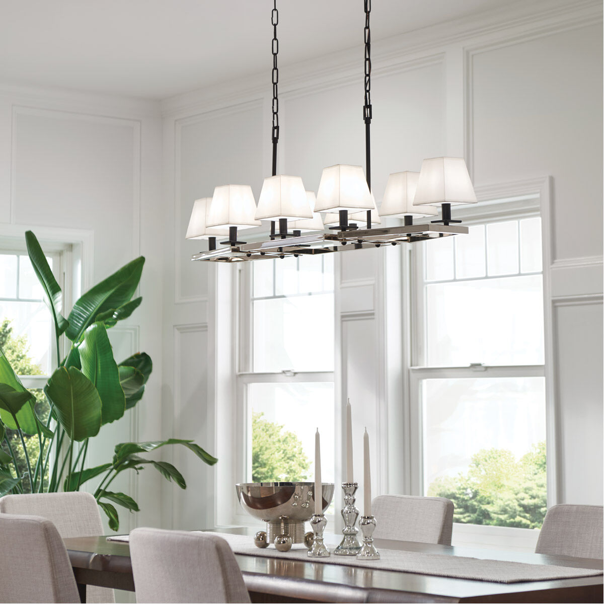 Dancar 8 Light 16 inch Polished Nickel Chandelier Linear (Double) Ceiling Light