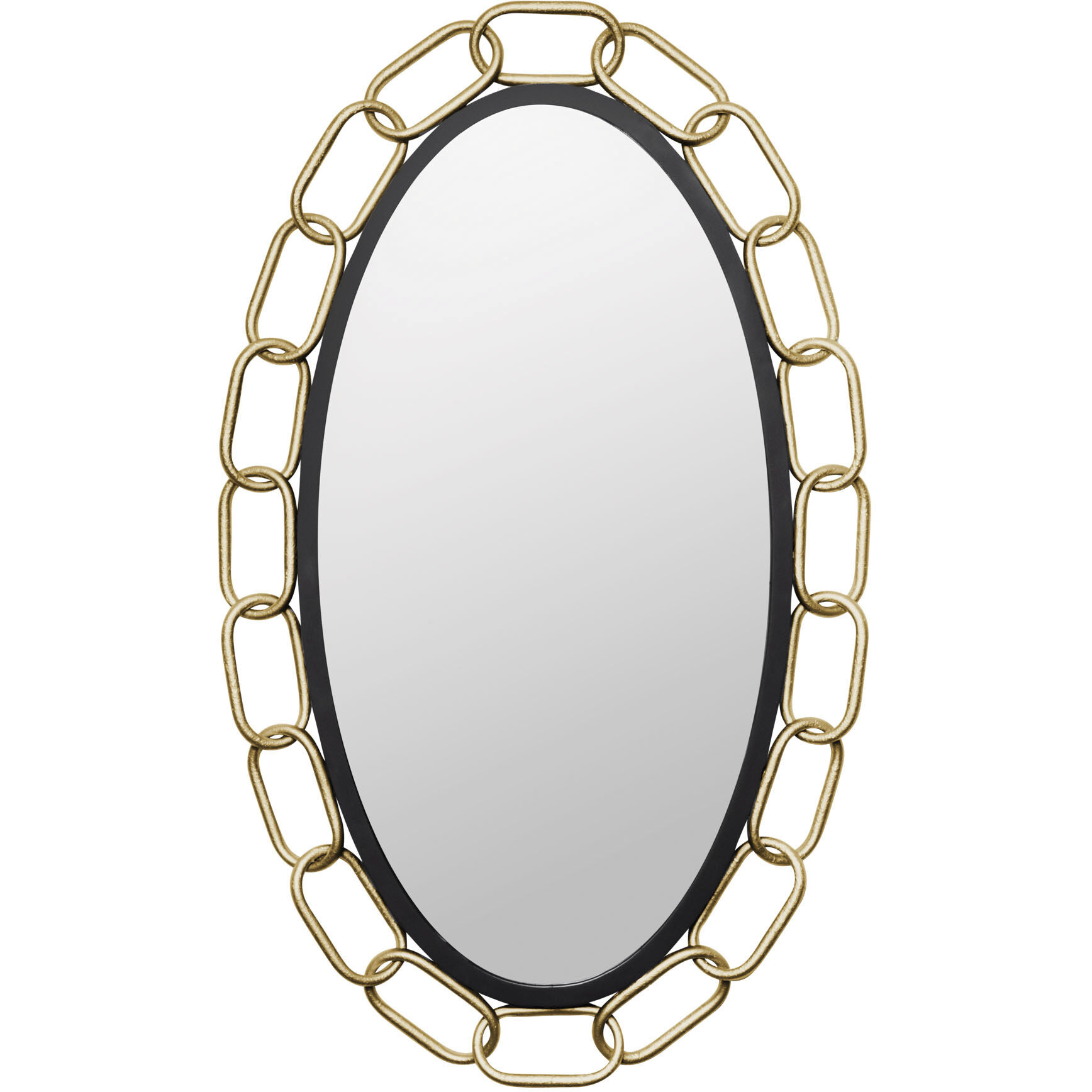 Chains of Love 40 X 24 inch Matte Black and Textured Gold Wall Mirror