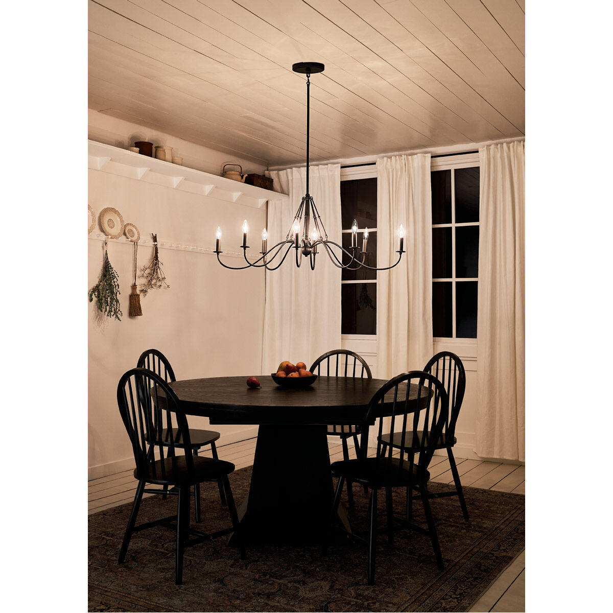 Homestead Freesia 8 Light 20 inch Textured Black Chandelier Linear Ceiling Light