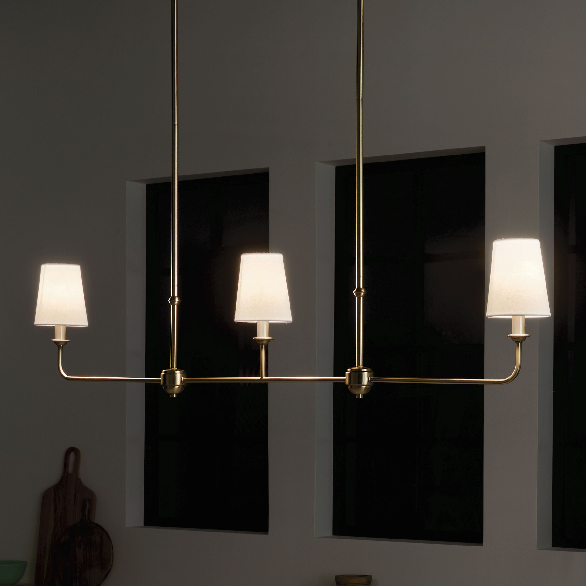 Pallas 3 Light 4.5 inch Brushed Natural Brass Chandelier Linear Ceiling Light