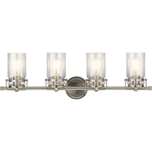 Brinley 4 Light 32 inch Brushed Nickel Wall Mt Bath 4 Arm Wall Light