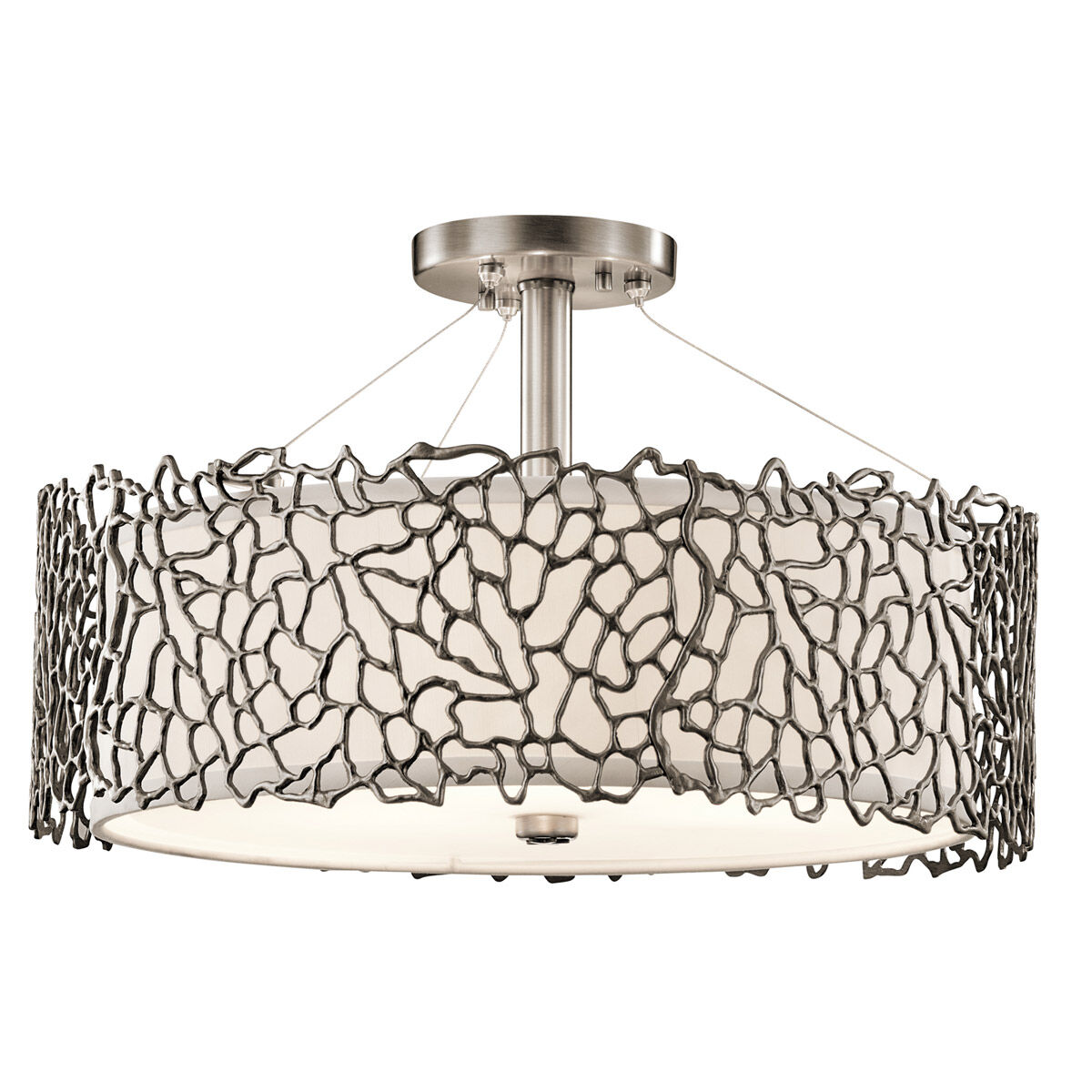 Silver Coral 3 Light 18 inch Classic Pewter Pendant/Semi Flush Ceiling Light