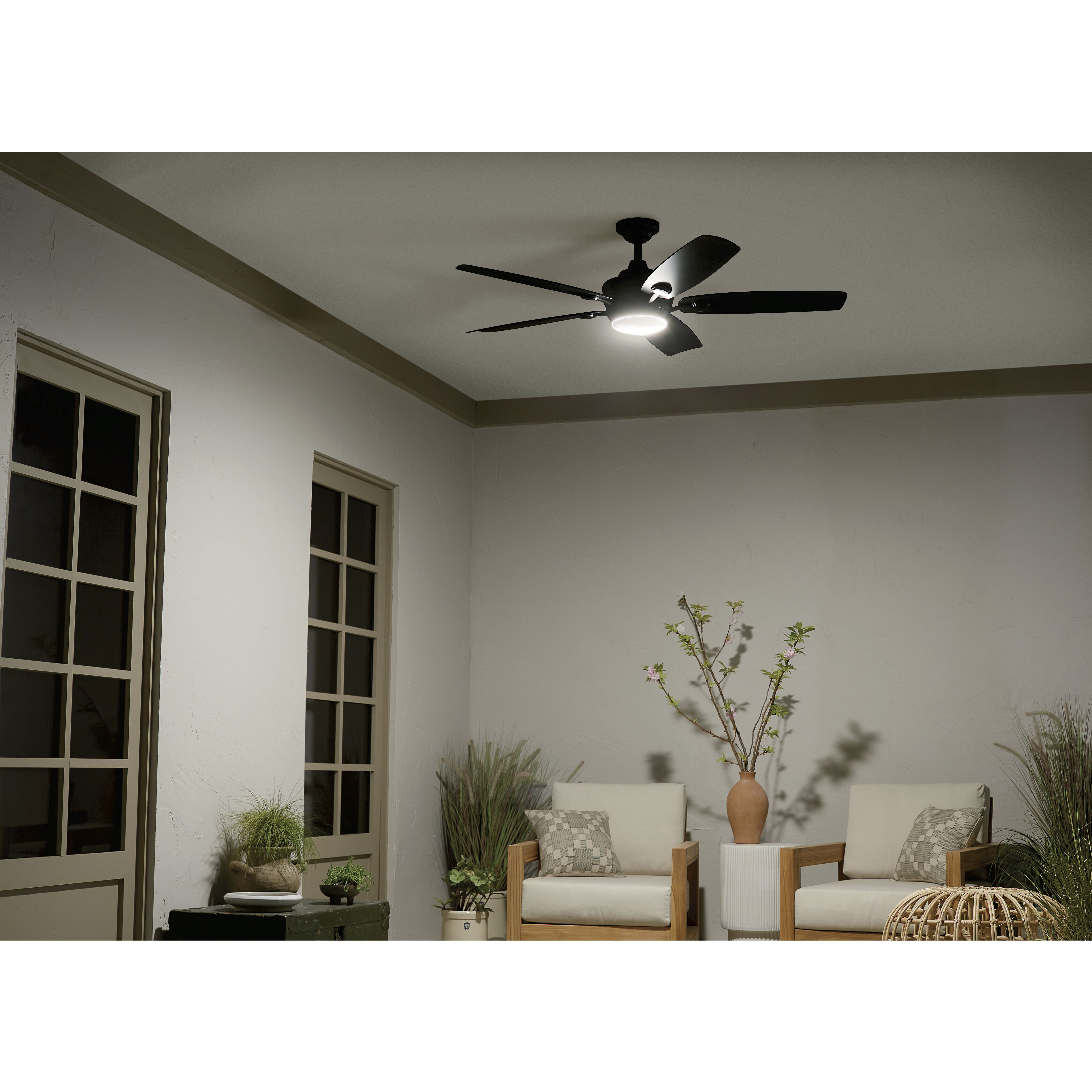 Tranquil 56 inch Satin Black with Black Blades Ceiling Fan