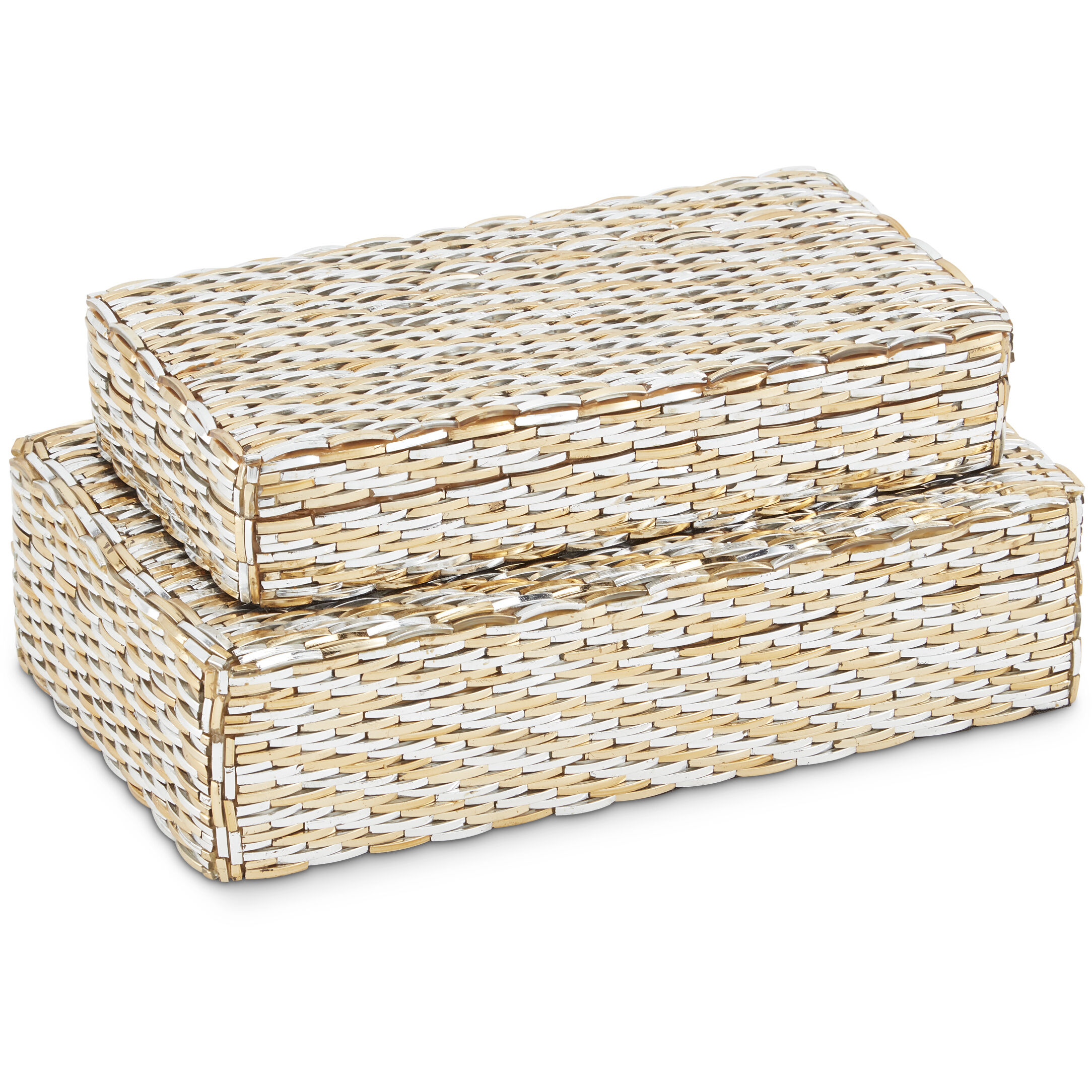 Glimmer 12.38 inch Gold/Silver Boxes, Set of 2