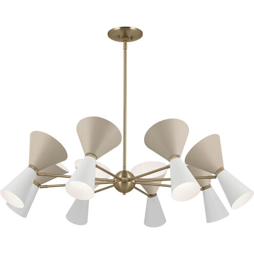Phix LED 48.75 inch Champagne Bronze with Greige and White Chandelier Ceiling Light