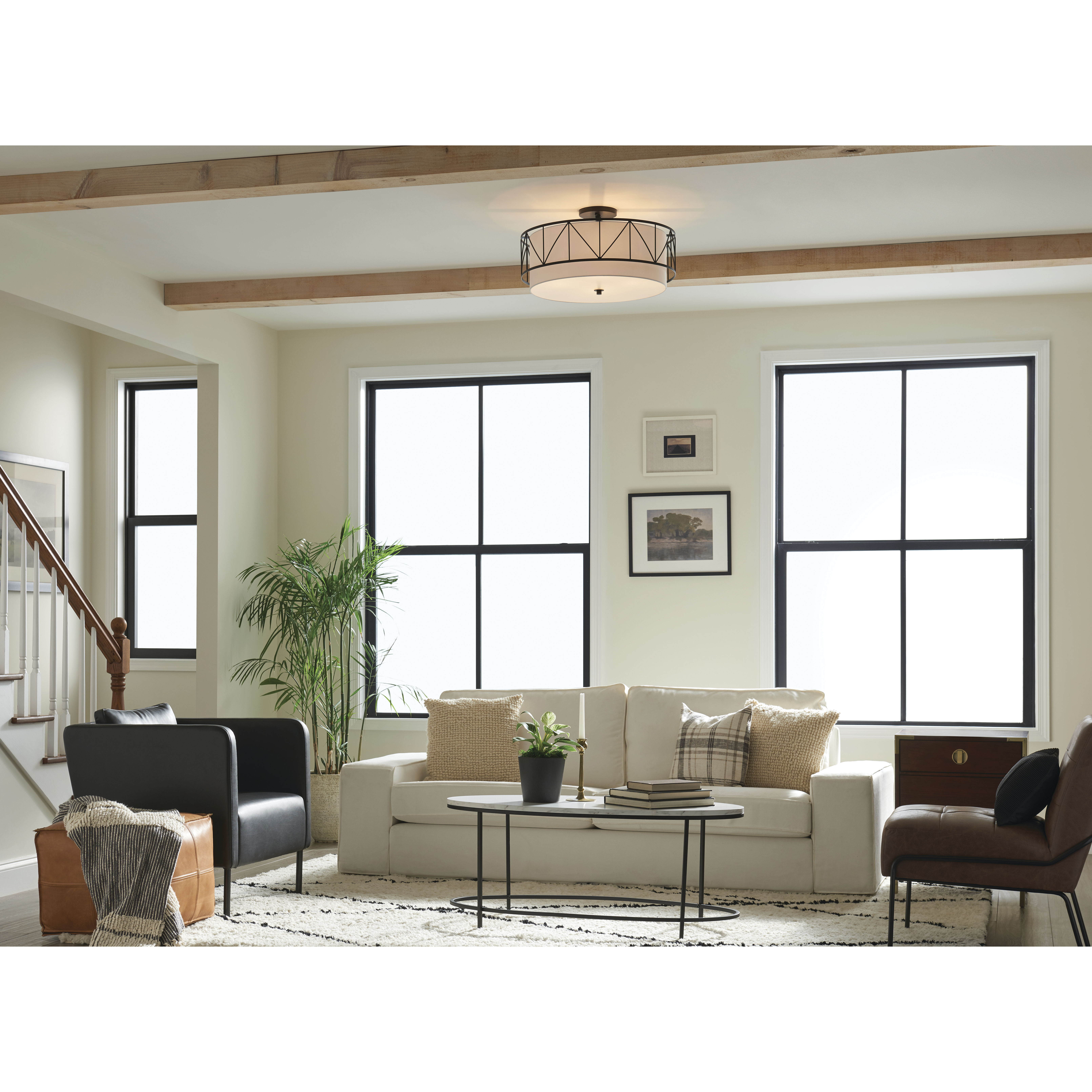 Birkleigh 4 Light 24 inch Black Flush Mount Ceiling Light