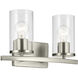 Crosby 2 Light 15.25 inch Brushed Nickel Bath Light Wall Light