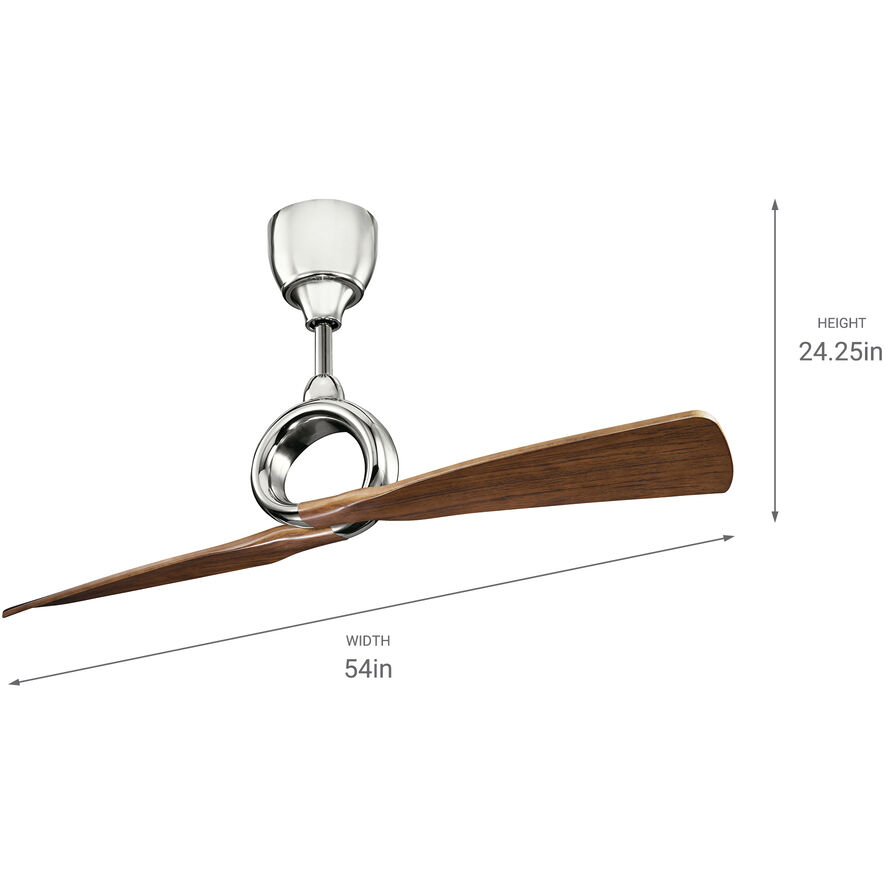 Link 54 inch Polished Nickel with Walnut Blades Ceiling Fan