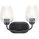 Valserrano 2 Light 15 inch Black Wall Mt Bath 2 Arm Wall Light