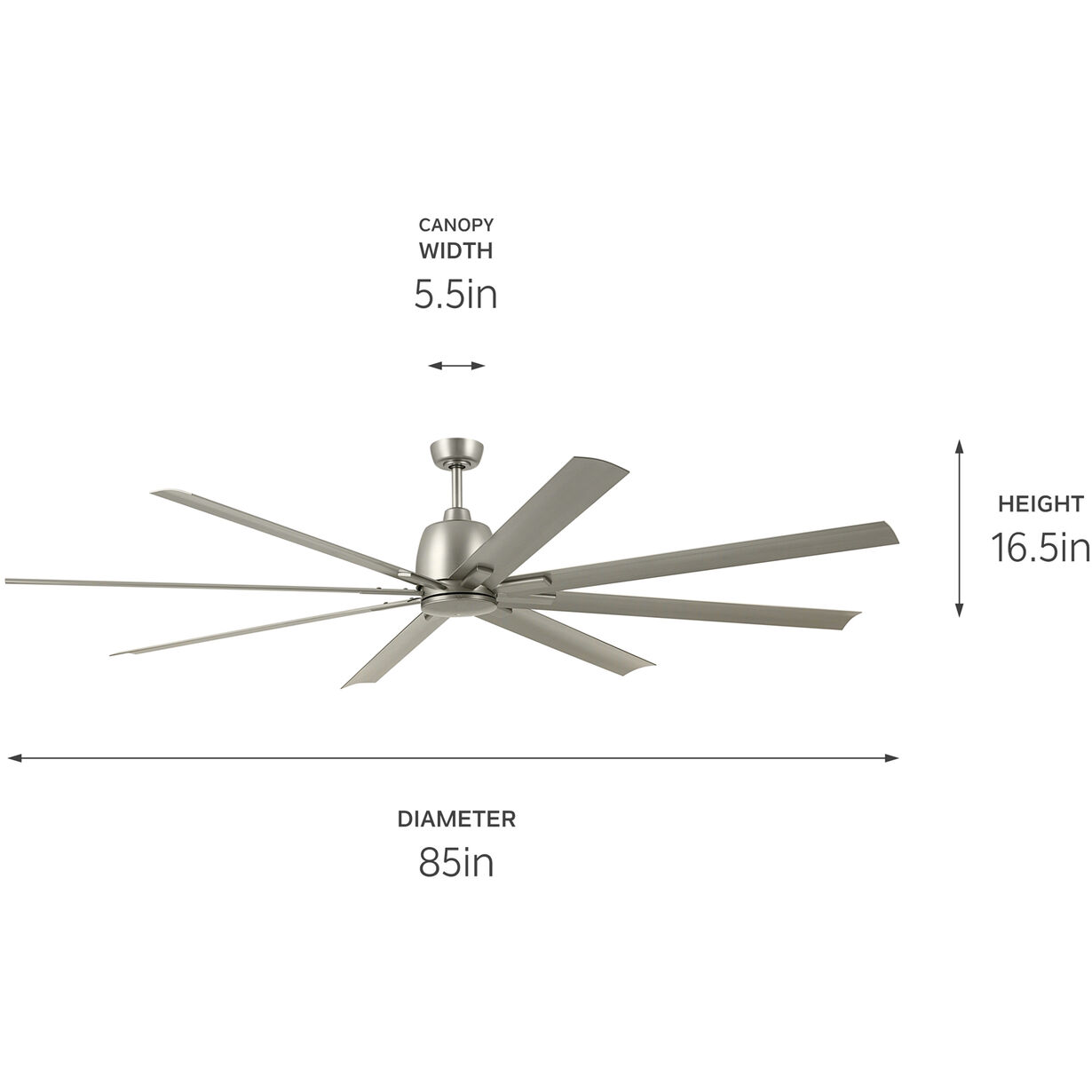 Breda 84 inch Brushed Nickel Ceiling Fan