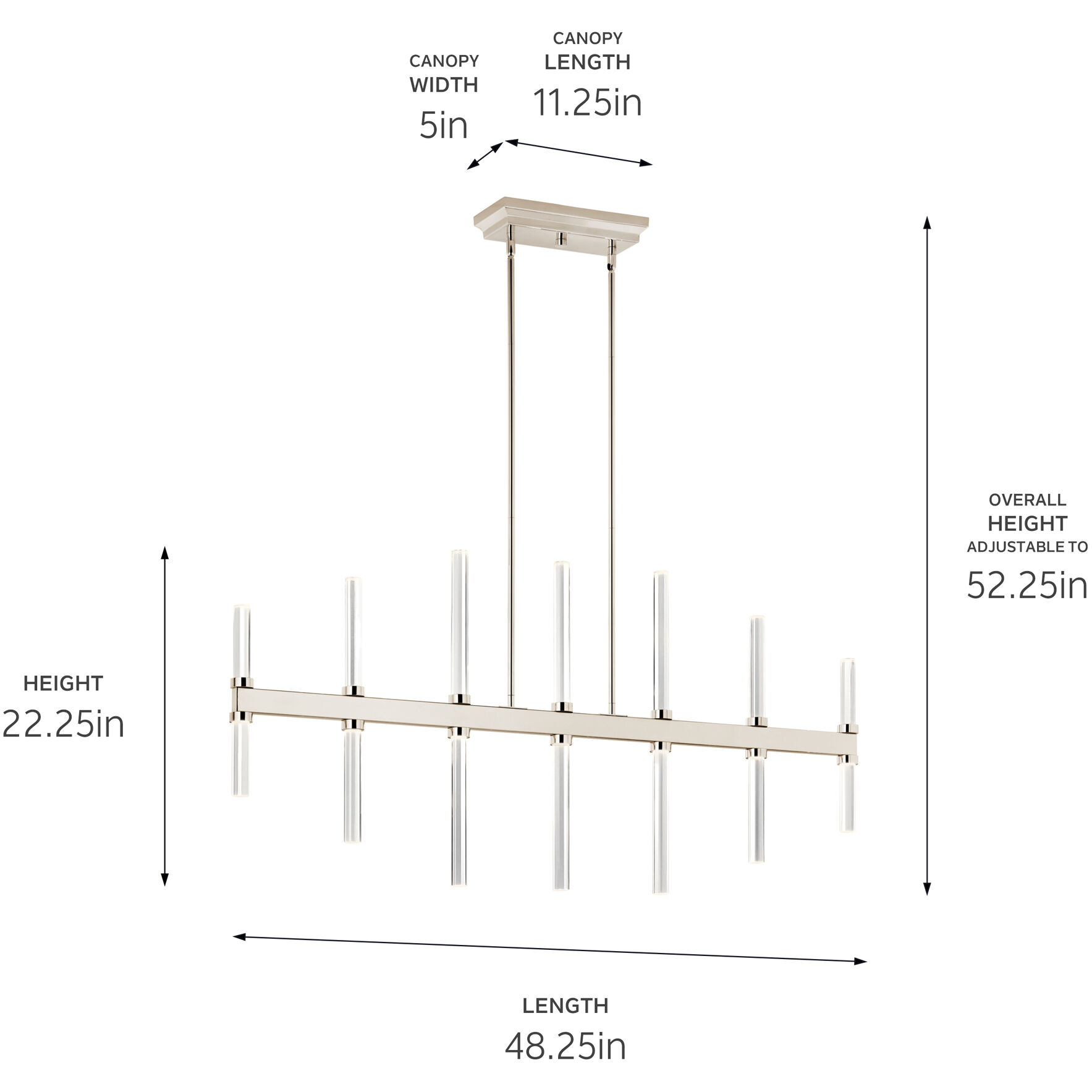 Sycara LED 5 inch Polished Nickel Chandelier Linear Ceiling Light, Single