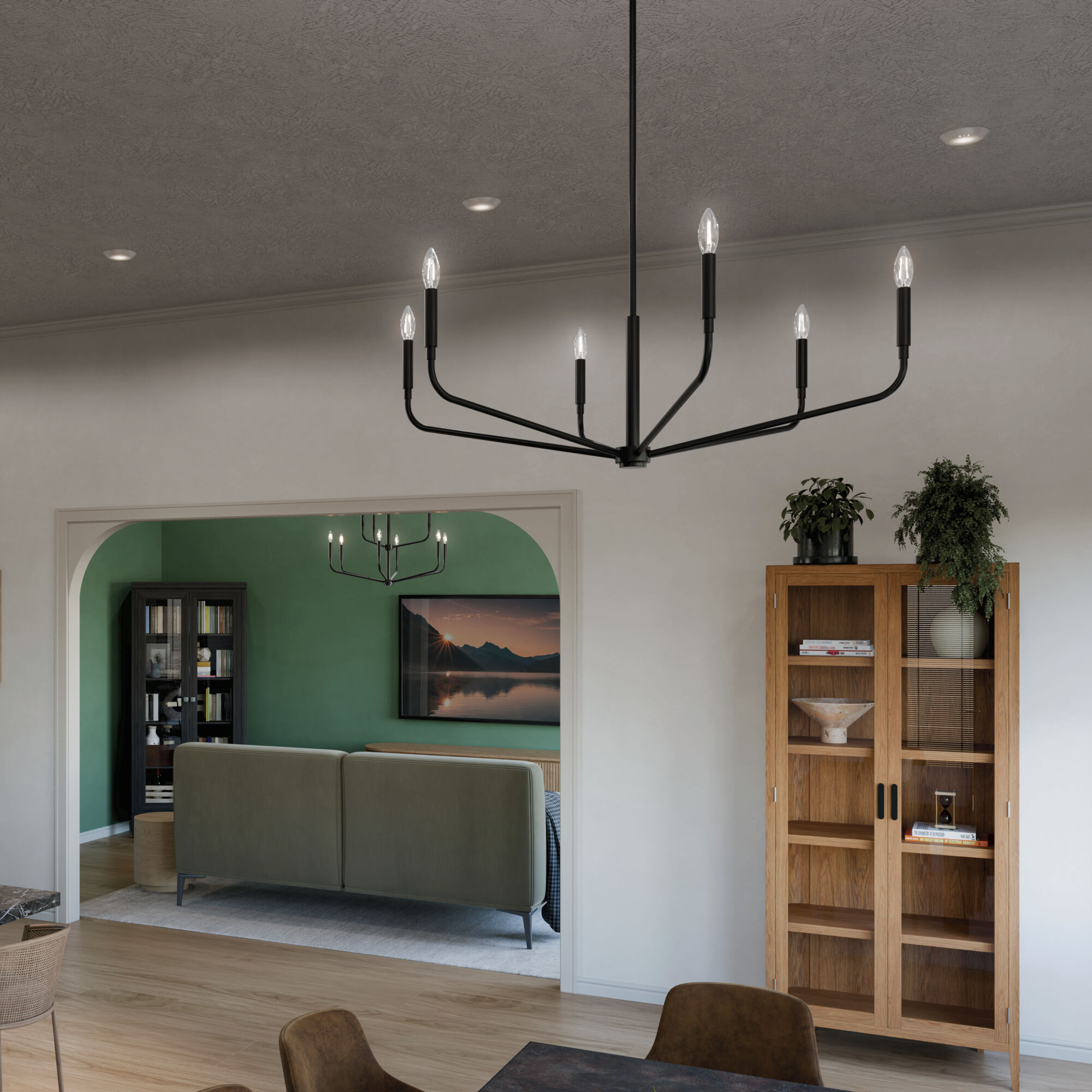 Madden 6 Light Black Chandelier Ceiling Light, 1 Tier Large