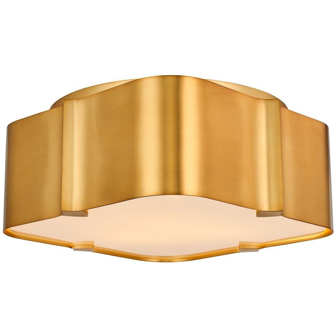 Lotus 3 Light 14 inch Winter Brass Flush Mount Ceiling Light